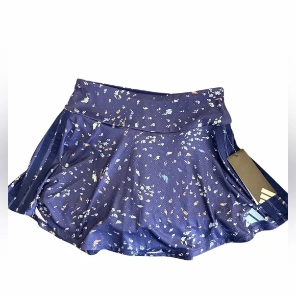NWT Adidas Big Kid Girls Mid Rise Slim Fit Multi Blue Floral Skort Size Large 14 - Picture 4 of 7